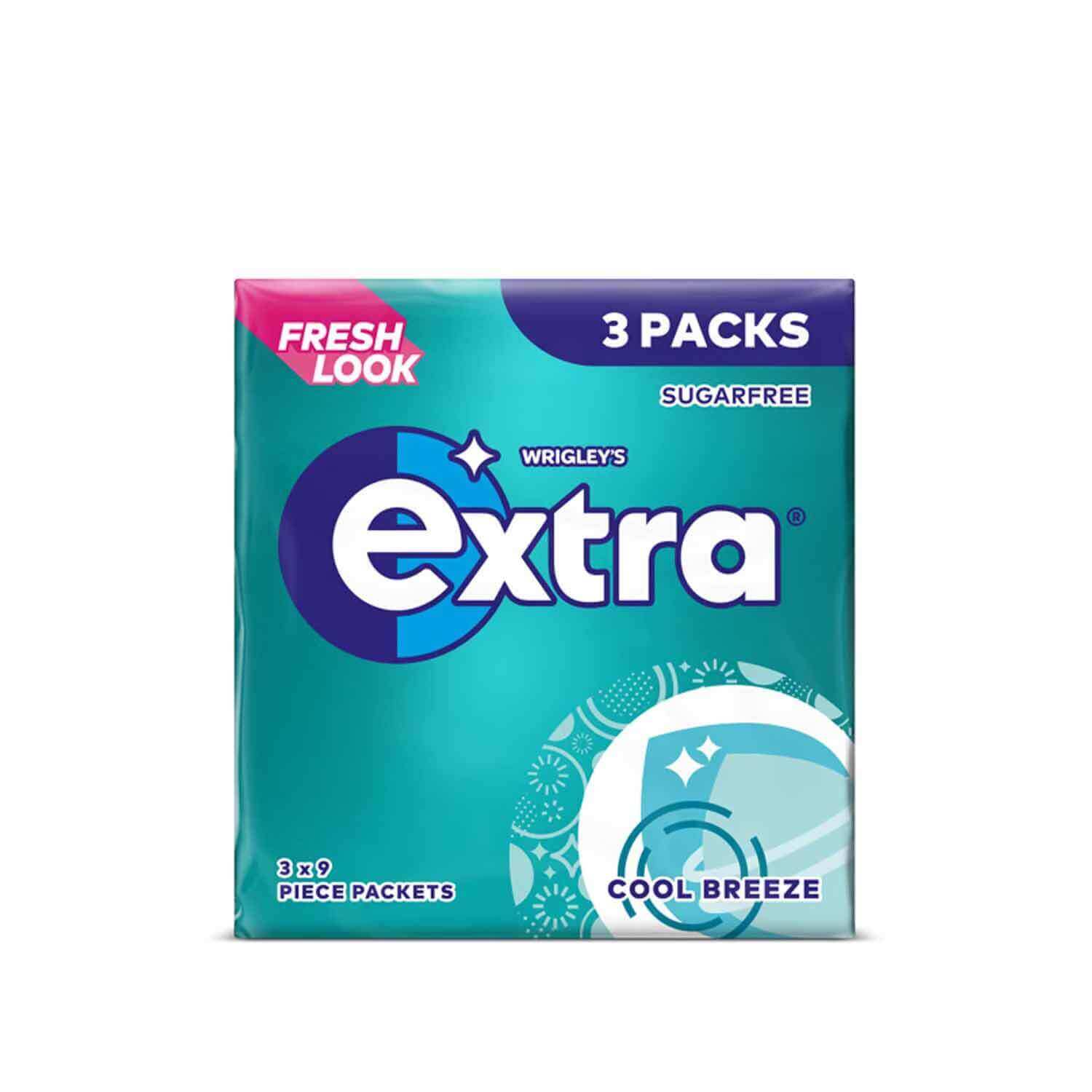 Extra Cool Breeze Chewing Gum – 3 x 9 Pieces Multipack