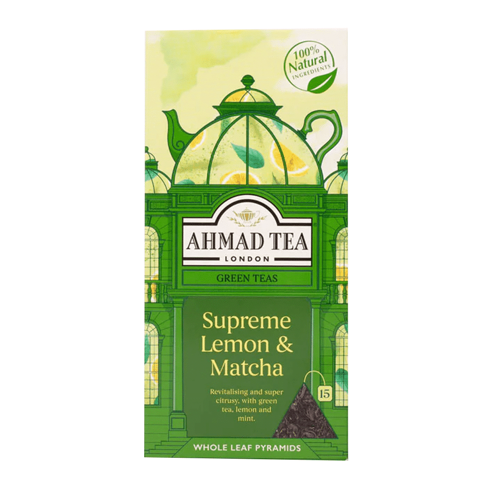 Ahmad Tea Green Teas – Supreme Lemon & Matcha (Whole Leaf Pyramids)