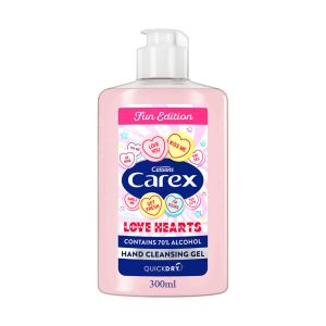 CAREX CLEANSING HAND SANITISER GEL LOVE HEARTS 300ML