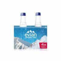 Evian sparkling natural mineral water glass 4x330ml