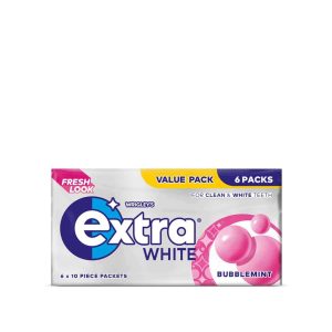 Extra White Bubblemint Chewing Gum Sugarfree Multipack 6 x 10 Pieces