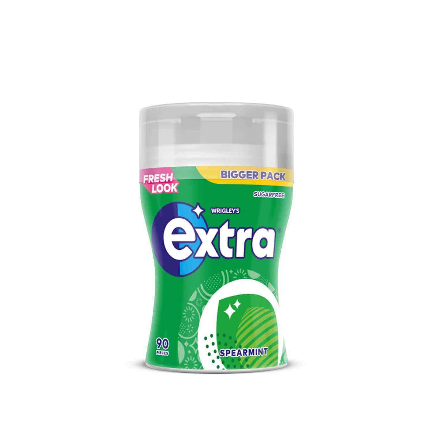 Extra Spearmint Chewing Gum Sugarfree Large Bottle 90 Pieces