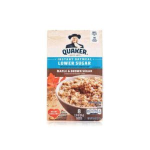 Quaker instant maple and brown sugar oatmeal lower sugar 34g