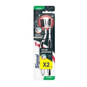 Signal Anti Bacterial Silver Charcoal Toothbrush Soft Multicolour Pack of 2
