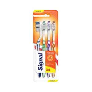Signal Anti Plaque Action Toothbrush Gently Cleans Teeth Massages Gums Medium Anti Cavity Protection Multipack 4 Pcs