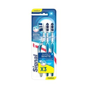 Signal Shiny White Medium Toothbrush Multicolour 3 count