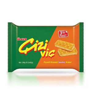 Ulker Biscuits Cizivic Sandwich Cracker with Cheese Cream Pack of 3 246g