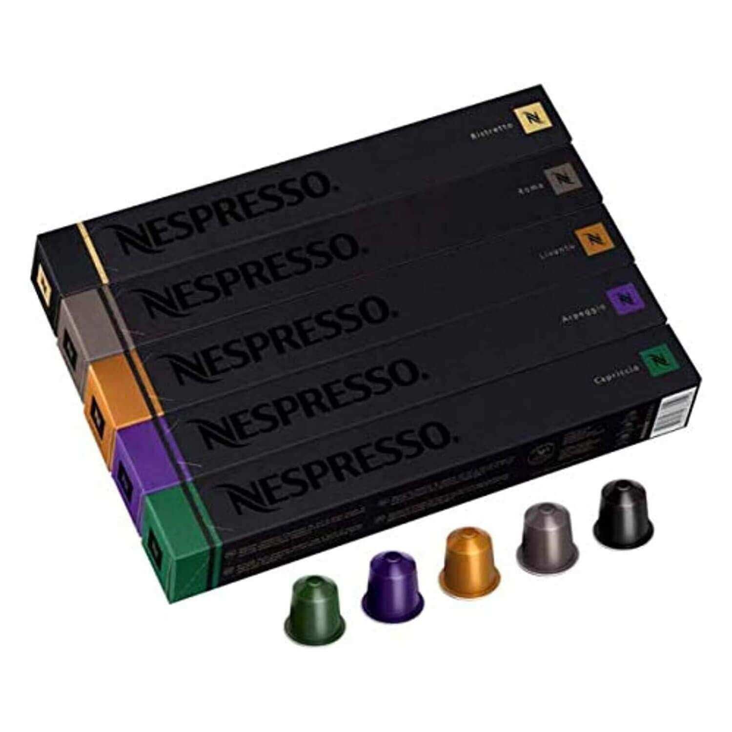 Nespresso Mixed Capsules (5x10 sleeves / assortment including variants like Kazaar, Ristretto, Livanto, Capriccio, and Arpeggio / similar Original Line pack)